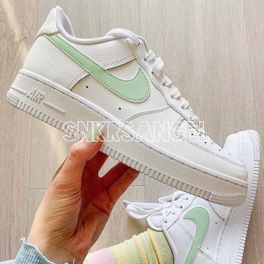 Custom nike air force 1 low sneakers mint green